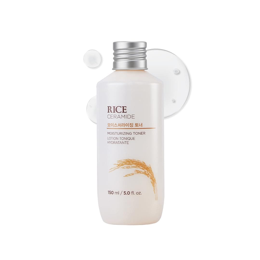The Face Shop Feuchtigkeitsspendendes Reis und Ceramid-Tonikum, angereichert mit Reisextrakten, um die Haut aufzuhellen, für alle Hauttypen geeignet, 150 ml