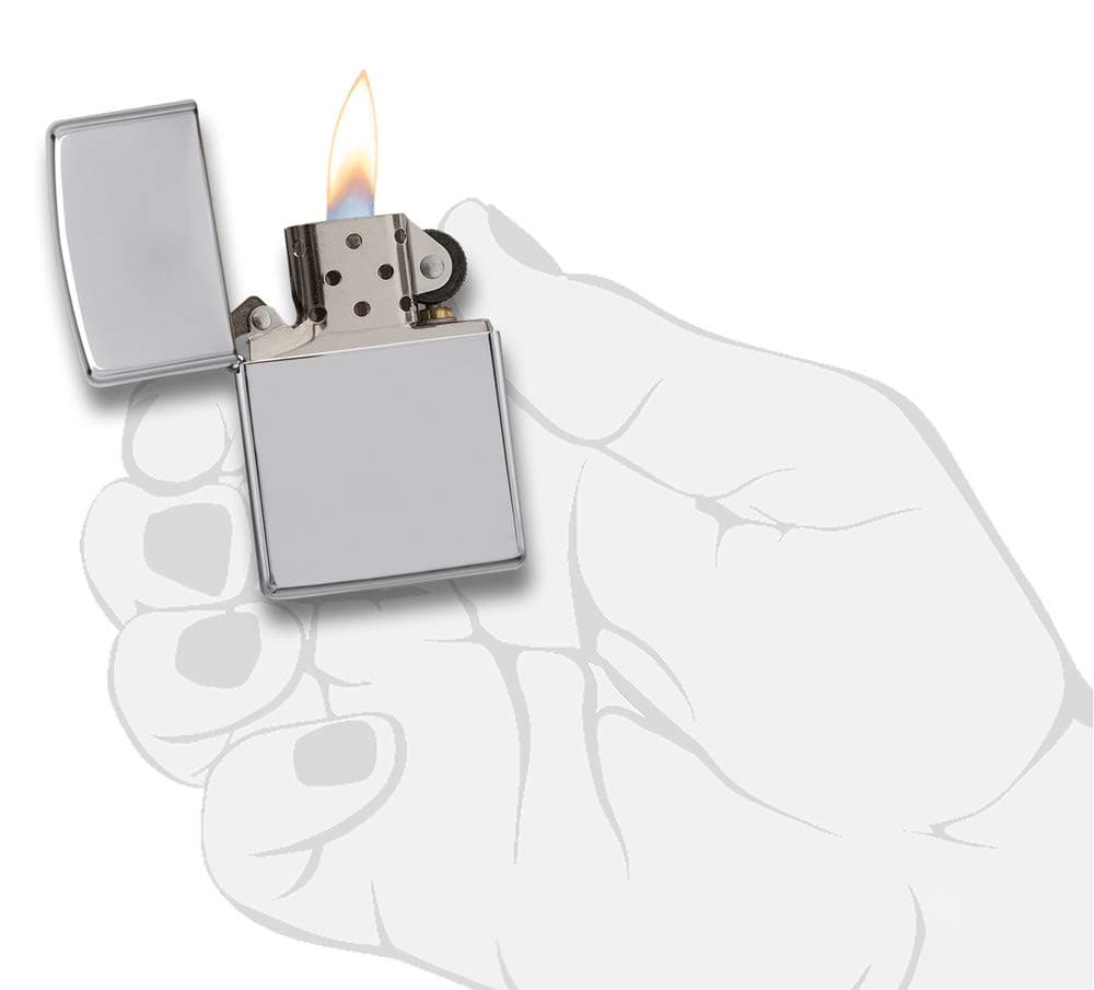 Zippo Sturmfeuerzeug - High Polish Chrome, Base Model - Nachfüllbar - Wiederverwendbar - Windfestes Design - Geschenkbox - Made in USA