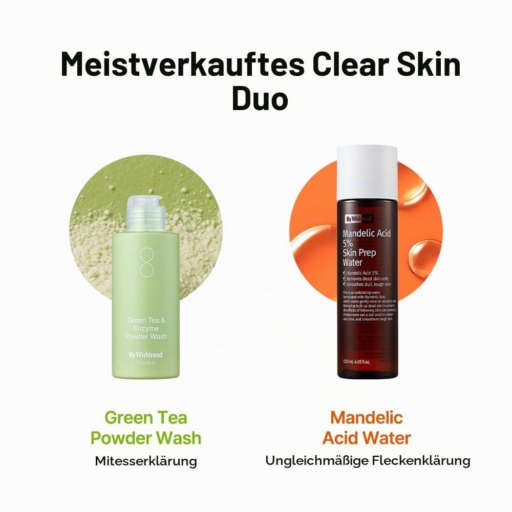 BY WISHTREND Mandelsäure 5% Hautvorbereitungswasser, sanftes Hautpeeling für das Gesicht, ideal für empfindliche Haut | Hilft bei verstopften Poren und Pigmentierung (4,1 Fl Oz (1er-Pack))
