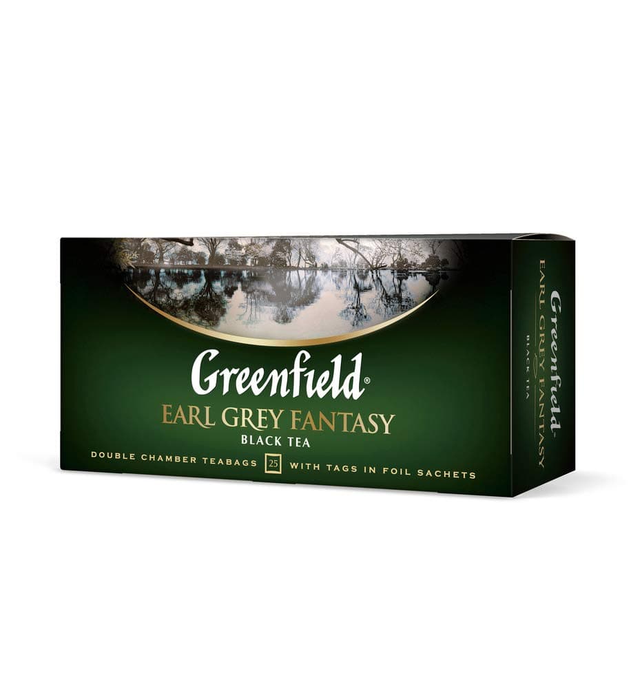 Greenfield Earl Grey Fantasy Melnā tēja ar dubultkameru tējas maisiņiem