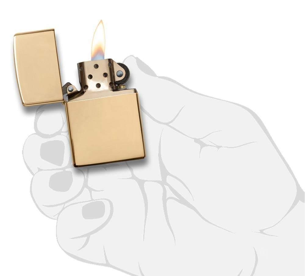 Zippo Sturmfeuerzeug - High Polished Brass Armor Heavy Wall, Base Model - Nachfüllbar - Wiederverwendbar - Windfestes Design - Geschenkbox - Made in USA