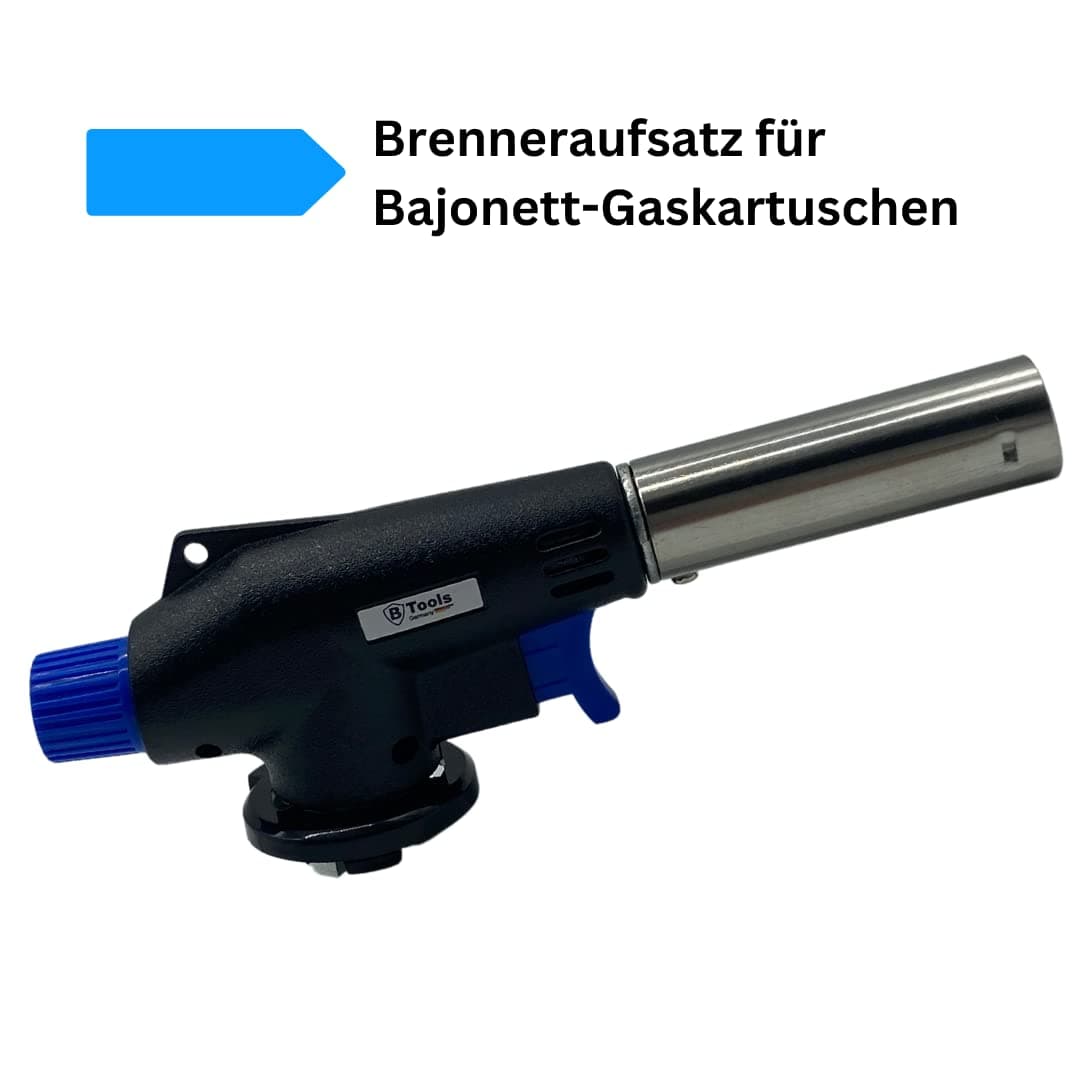 BTools Lötlampe, Lötbrenner, Gasbrenner, Bunsenbrenneraufsatz, Butangaskartusche