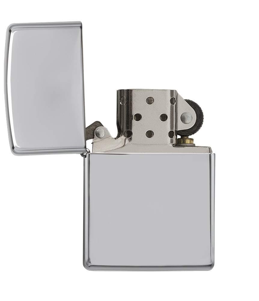 Zippo Sturmfeuerzeug - High Polish Chrome, Base Model - Nachfüllbar - Wiederverwendbar - Windfestes Design - Geschenkbox - Made in USA