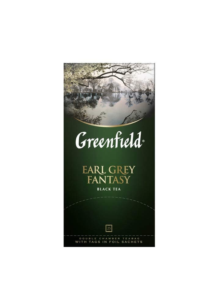 Greenfield Earl Grey Fantasy Melnā tēja ar dubultkameru tējas maisiņiem
