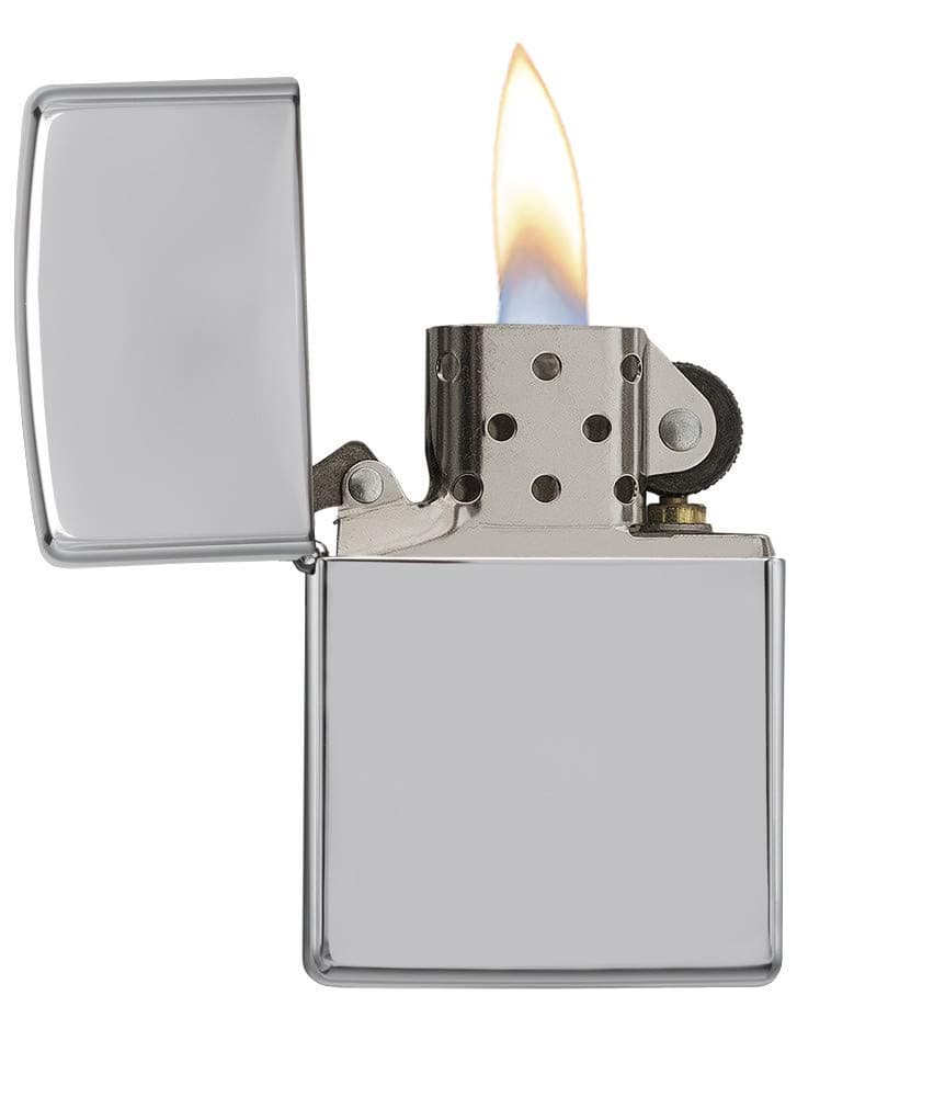 Zippo Sturmfeuerzeug - High Polish Chrome, Base Model - Nachfüllbar - Wiederverwendbar - Windfestes Design - Geschenkbox - Made in USA