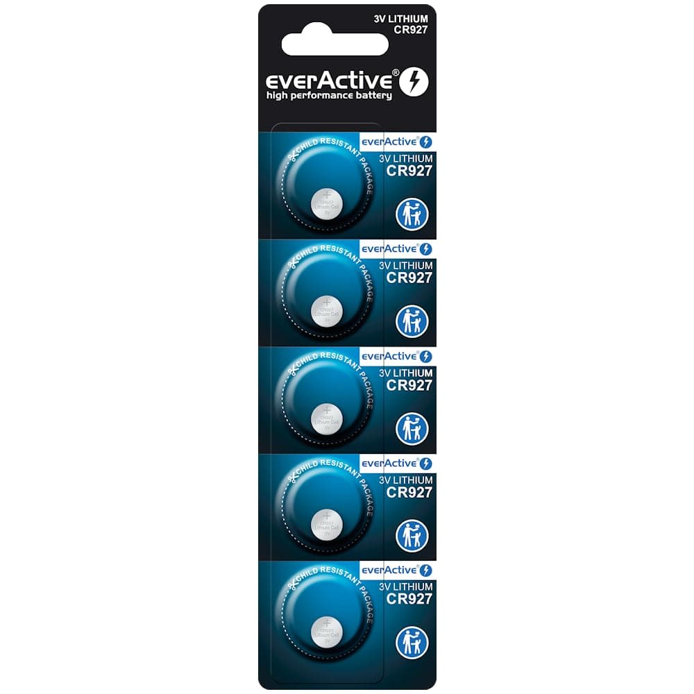 everActive CR927 Lithium Knopfzelle Batterien, 3V, 5 Stück