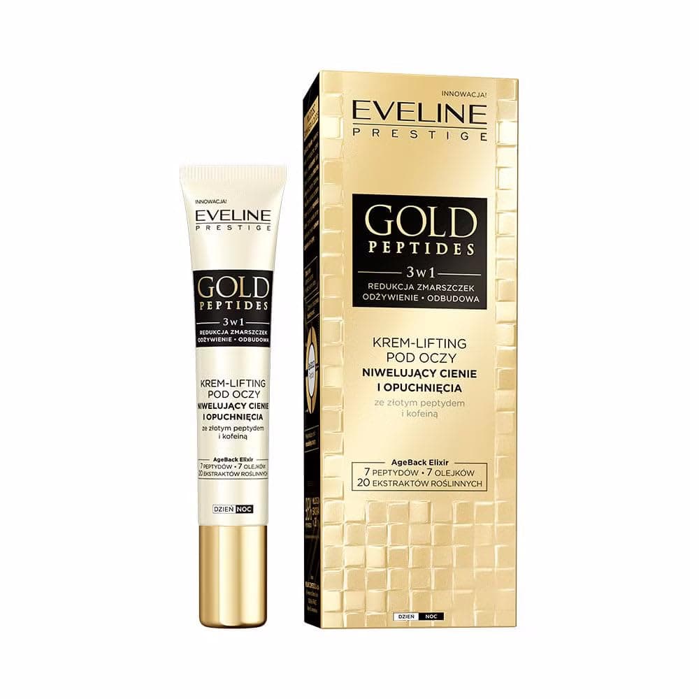 Eveline Cosmetics Gold Peptides Lifting Augencreme mit kolloidalem Gold & Ceramiden zur Faltenreduzierung und Strahlkraft