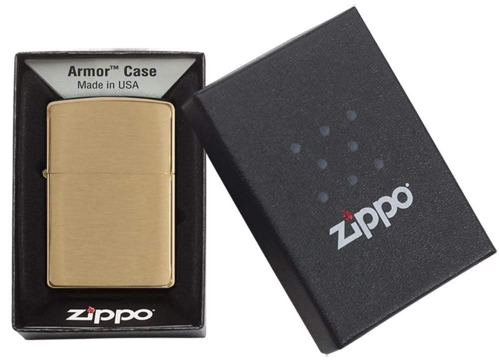 Zippo 168 Feuerzeug 60000850 Armor Case Brass Brushed Benzinfeuerzeug, Messing, Gold