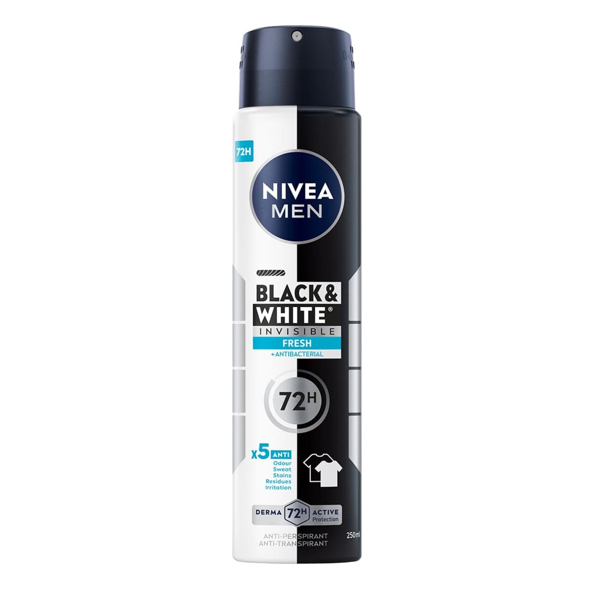 NIVEA MEN Black&White Invisible Fresh Pretsviedru aerosols vīriešiem 250ml