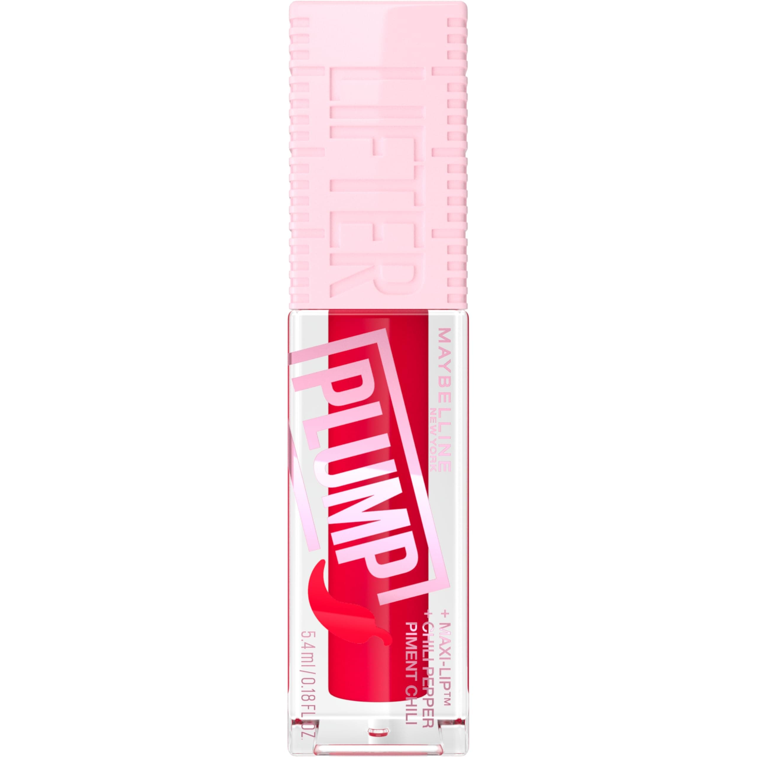Maybelline New York Glänzender Lipgloss für sichtbar vergrößerte Lippen, Falten mildernd, Mit Maxilip und Chili, Lifter Plump, Farbe: Nr. 004 Red Flag, 1 x 5,4 ml