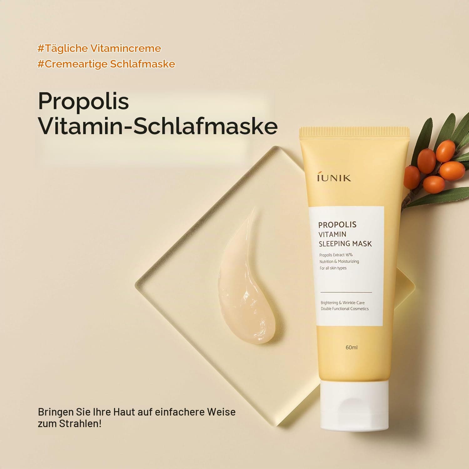 iUNIK Propolis Vitamin Sleeping Mask, 60 ml