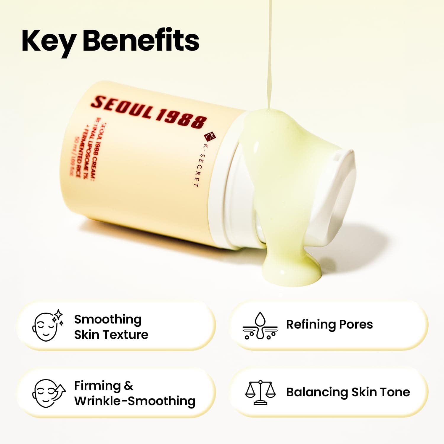 KSECRET SEOUL 1988 Krēms - Pretnovecošanās sejas krēms ar 1% liposomālo retinola un fermentētu rīsu