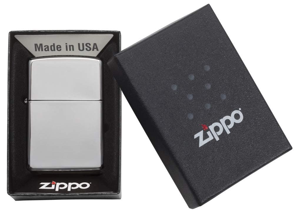 Zippo Sturmfeuerzeug - High Polish Chrome, Base Model - Nachfüllbar - Wiederverwendbar - Windfestes Design - Geschenkbox - Made in USA