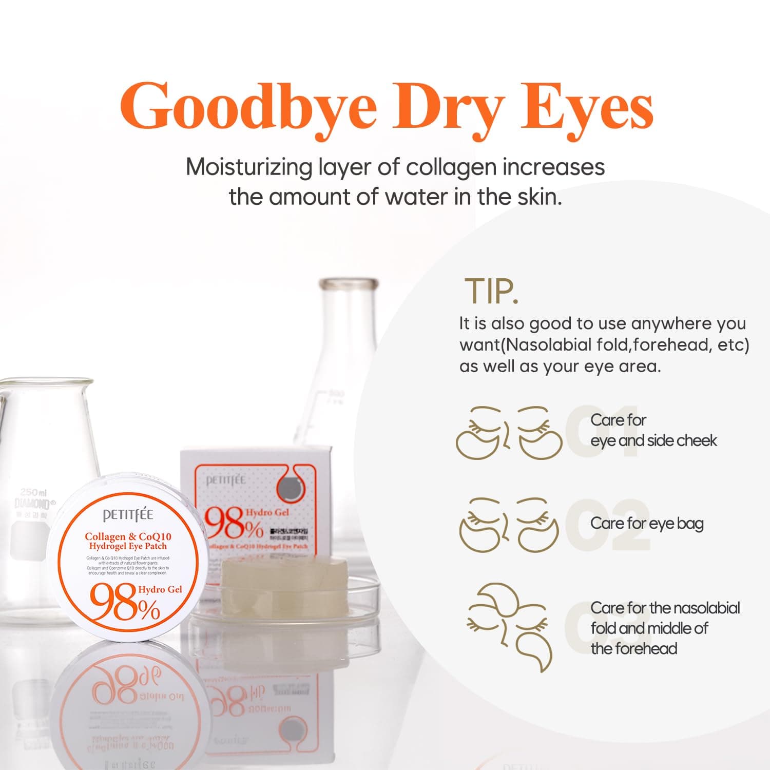 Petitfee 98% Hydro Gel Collagène & CoQ10 Hydrogel Eye Patch