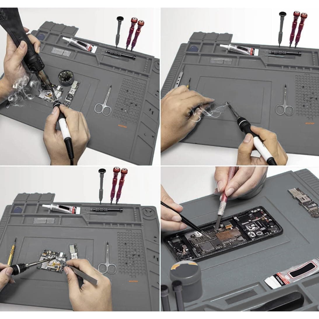 BIGSTREN Hitzebeständige Magnetische Reperatur & Lötmatte Silikon 30x45 Grau 22727
