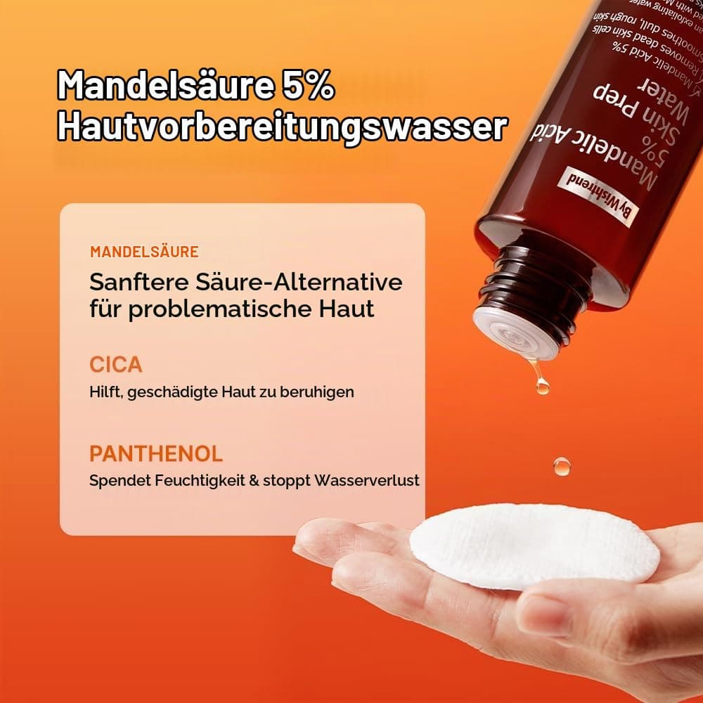 BY WISHTREND Mandelsäure 5% Hautvorbereitungswasser, sanftes Hautpeeling für das Gesicht, ideal für empfindliche Haut | Hilft bei verstopften Poren und Pigmentierung (4,1 Fl Oz (1er-Pack))