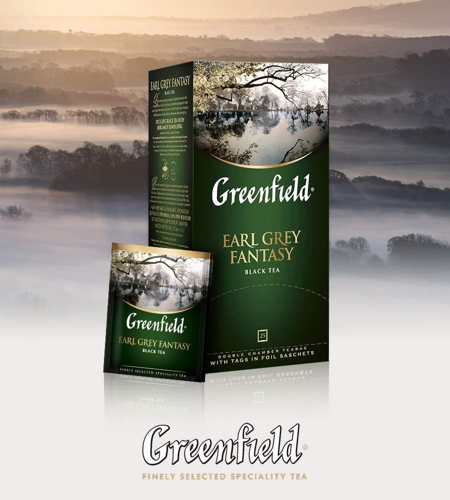 Greenfield Earl Grey Fantasy Melnā tēja ar dubultkameru tējas maisiņiem