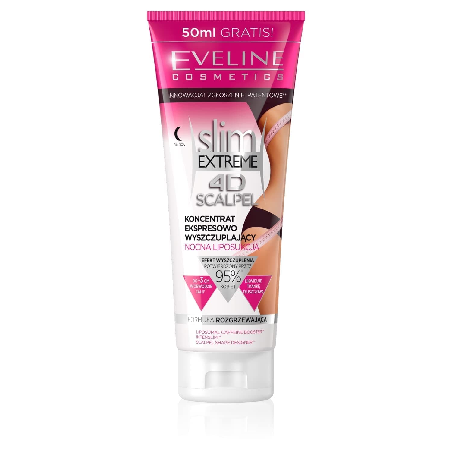 Eveline Cosmetics Nacht Schlankheitskonzentrat für Fettverbrennung im Schlaf - Slim Extreme 4D Scalpel Express mit Scalpel Shape Designer, Koffein & L-Carnitin, straffend & glättend, 250ml