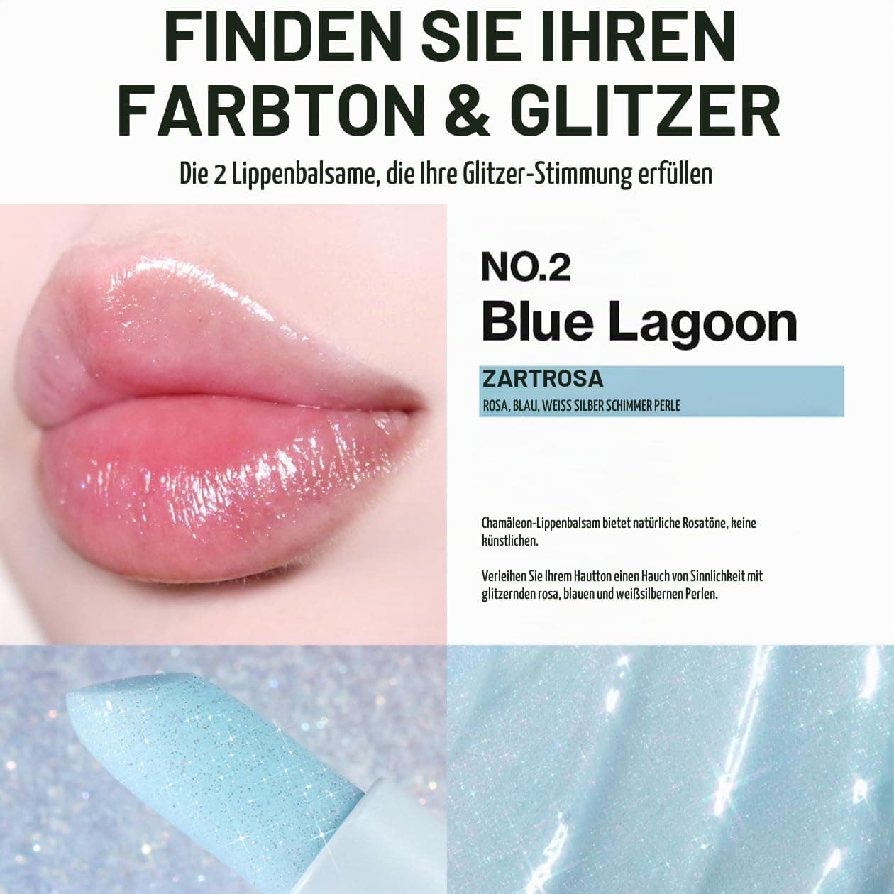 UNLEASHIA | Glacier Vegan Lūpu balzams (Nr. 2 BLUE LAGOON)