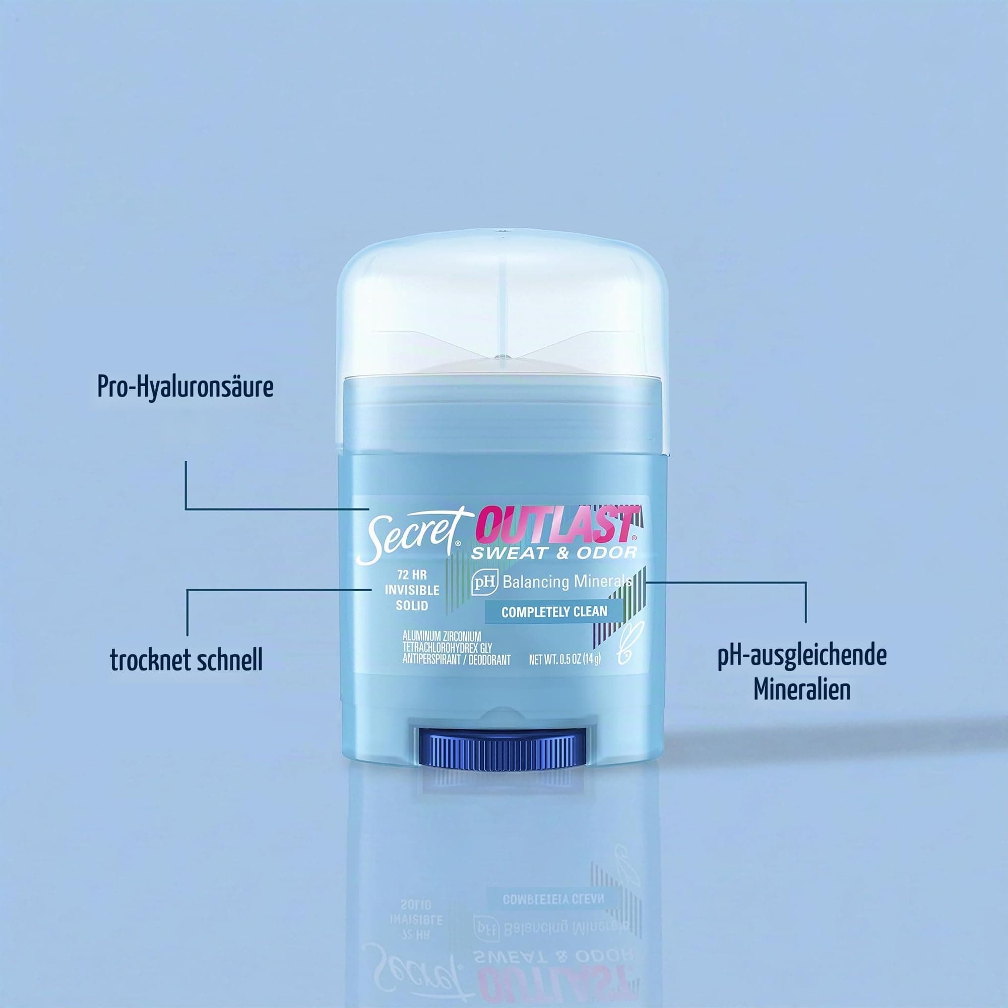 Secret Outlast Invisible Solid Antiperspirant and Deodorant, Completely Clean Scent, 12 g