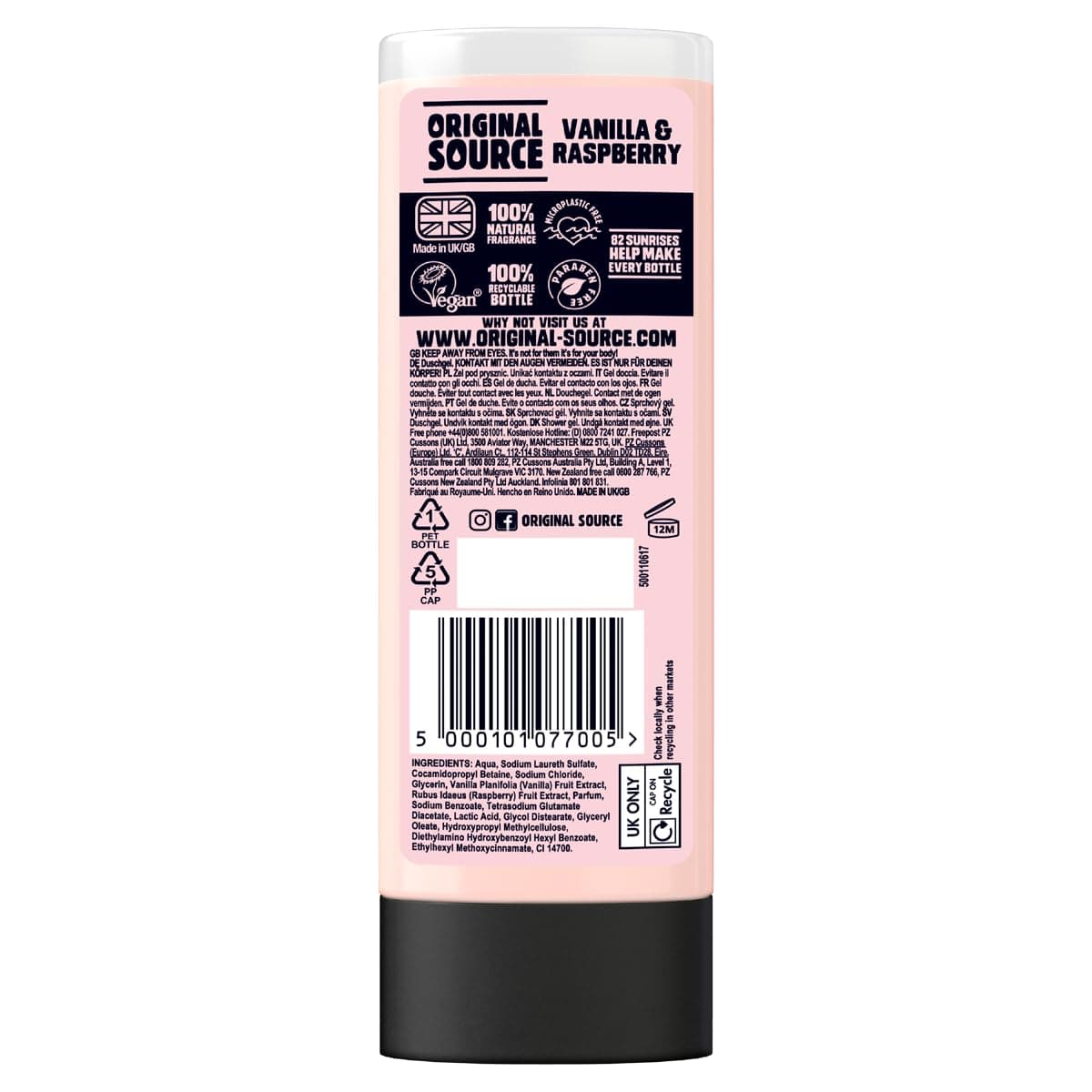 Original Source Vanilla & Raspberry dušas želeja 250ml