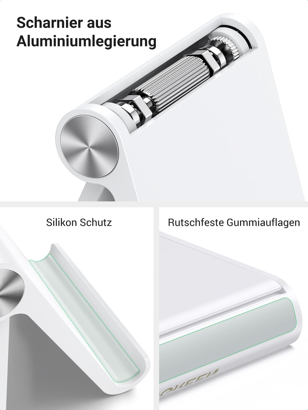 UGREEN Handyhalterung Tisch Tragbarer Handyständer bis 7,9 Zoll (Weiß)