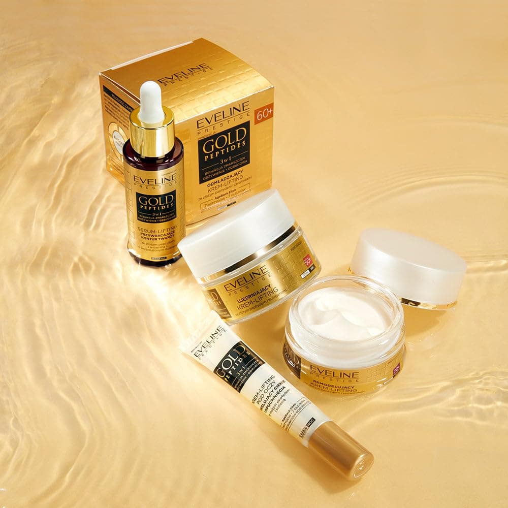 Eveline Cosmetics Gold Peptides Lifting Augencreme mit kolloidalem Gold & Ceramiden zur Faltenreduzierung und Strahlkraft