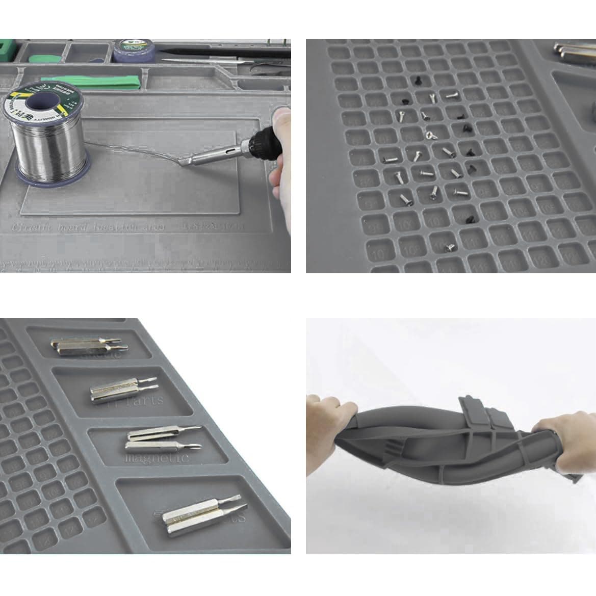 BIGSTREN Hitzebeständige Magnetische Reperatur & Lötmatte Silikon 30x45 Grau 22727