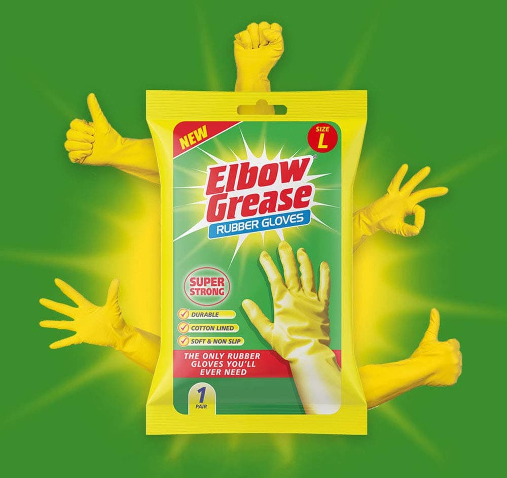 Elbow Grease gumijas cimdi ar kokvilnas oderi, izmērs L
