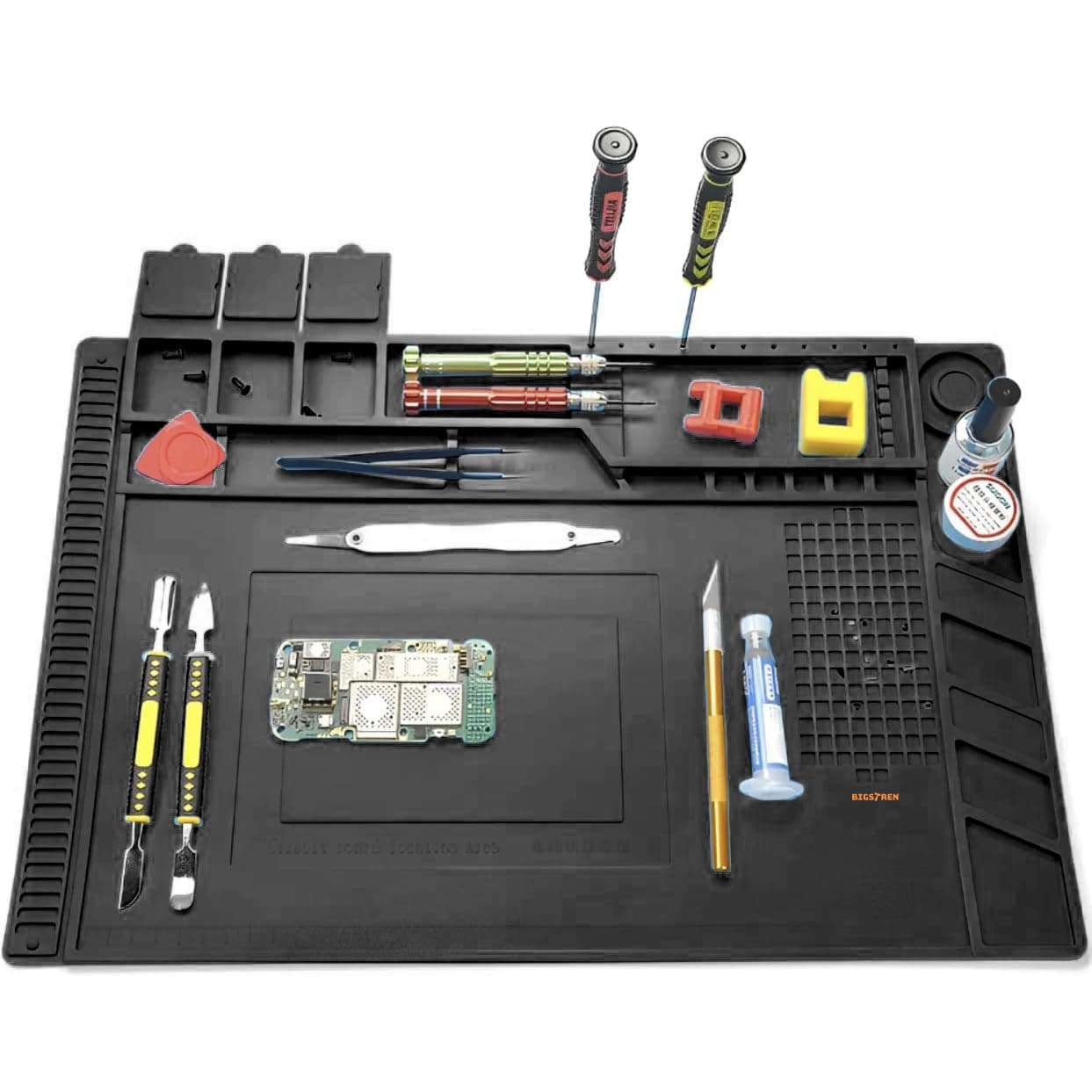 BIGSTREN Hitzebeständige Magnetische Reperatur & Lötmatte Silikon 30x45 Grau 22727