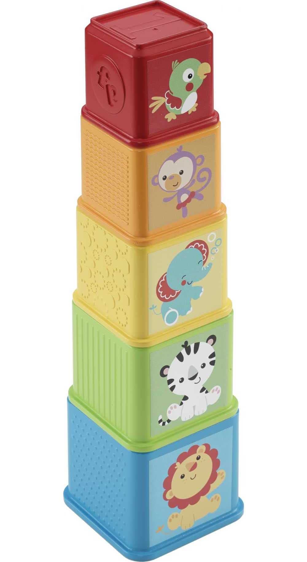 Fisher-Price Kraukšķīgie kluči - 5 kluči ar figūrām, cipariem un priekšmetiem