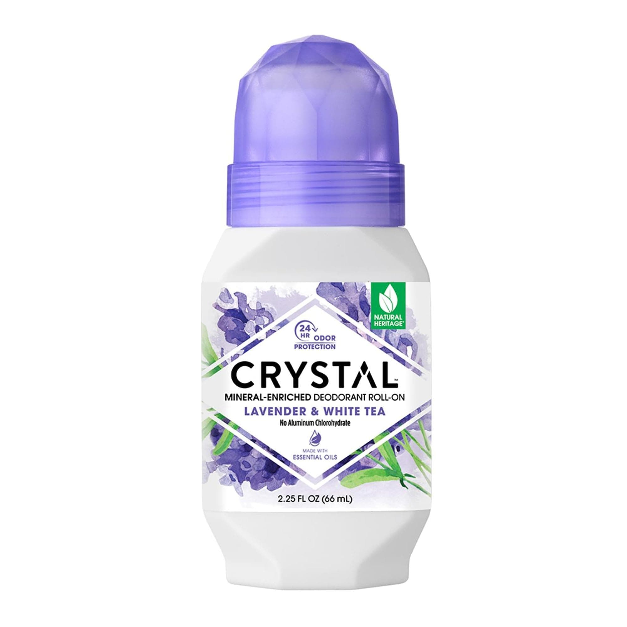Crystal Essence Deodorant Roll-On, Lavendel und weißer Tee, 75 ml