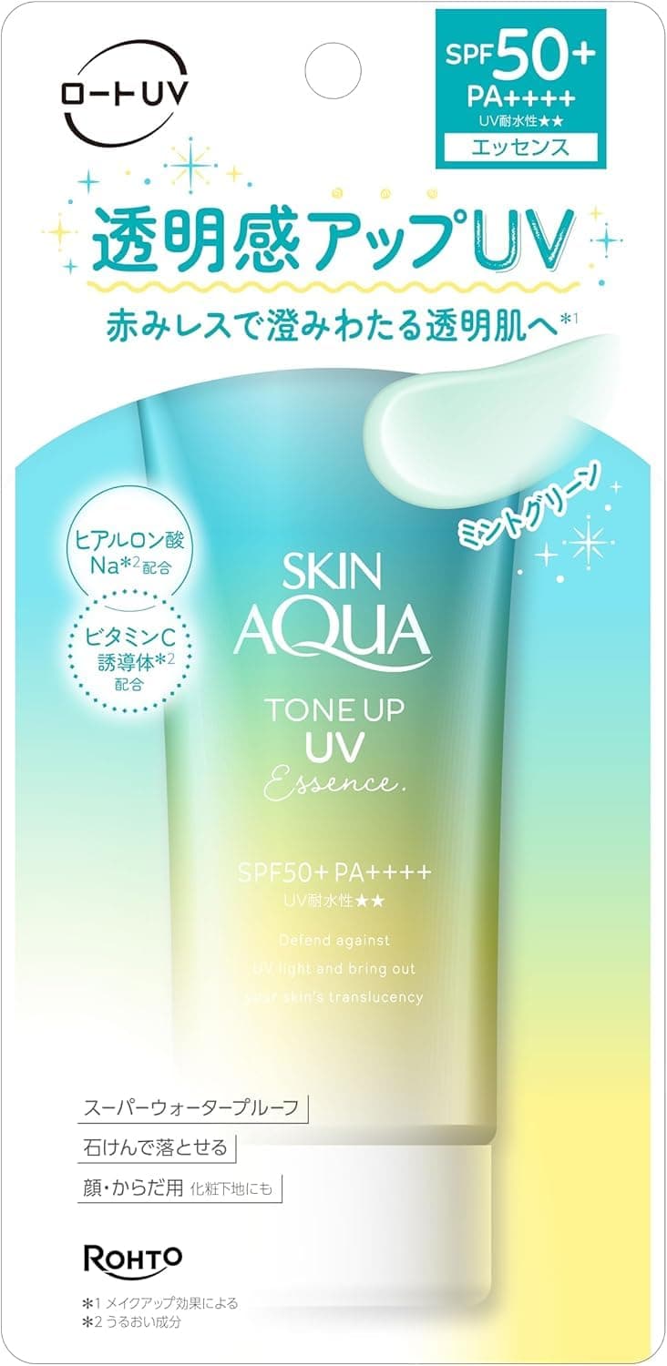 Skin Aqua Rohto Tonējošs Sauļošanās Līdzeklis SPF50+ Mint Green 80g