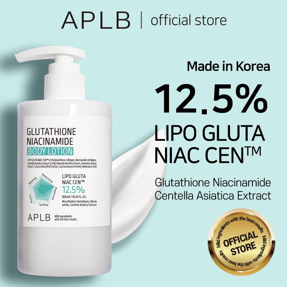 APLB Glutathion Niacinamide Body Lotion | Lipo Gluta NIAC CEN™ 12,5 % 10,14 FL.OZ/Koreanische Hautpflege, langanhaltende Hydratation, revitalisiert für sanfte und verbesserte Hauttextur