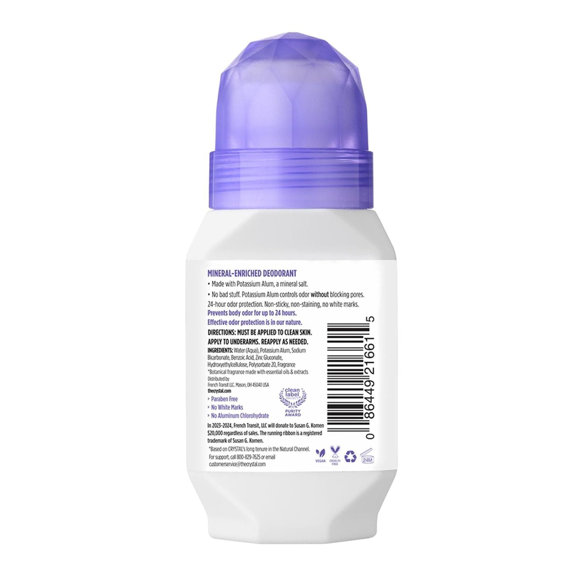 Crystal Essence Deodorant Roll-On, Lavendel und weißer Tee, 75 ml