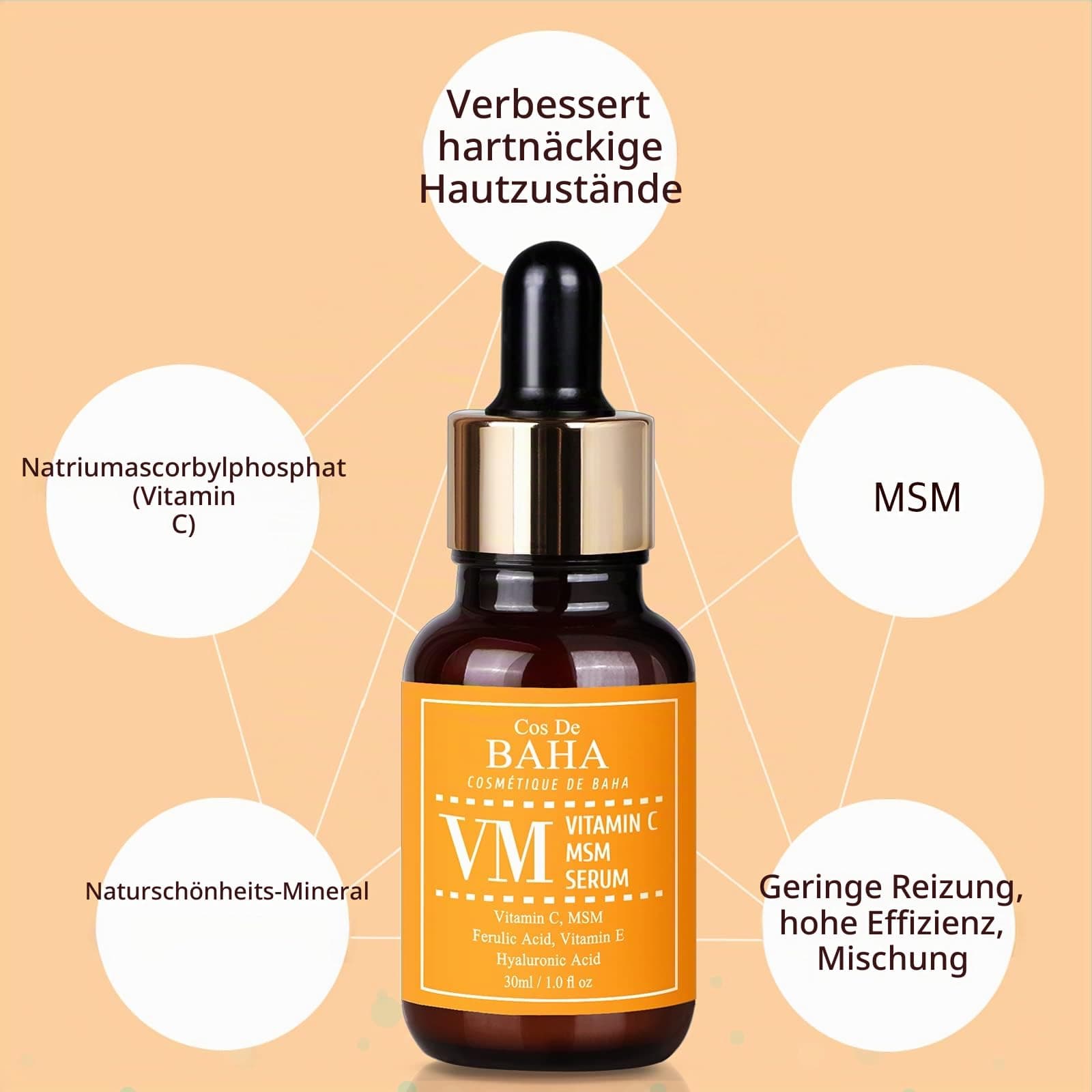 Cos De BAHA Vitamin C Facial Serum ar MSM 30ml