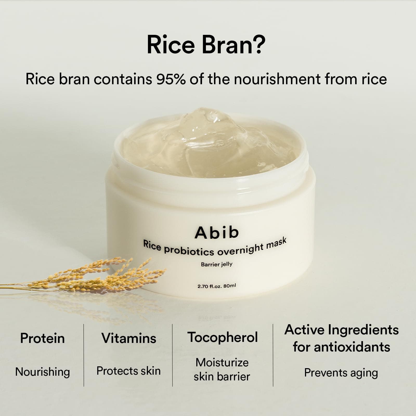 Abib Rice Probiotics Overnight Face Mask Barrier Jelly 2,7 fl oz / 80 ml | Koreanische Schlafmaske für Glass Skin | Feuchtigkeitscreme mit Slugging-Effekt
