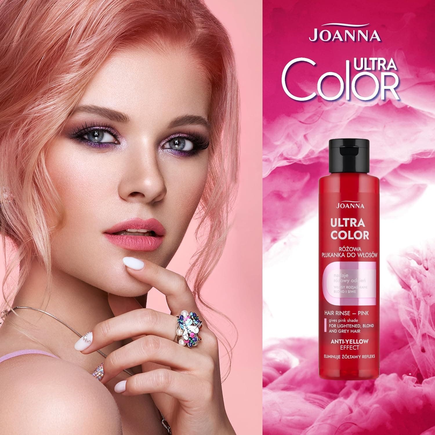 Joanna Ultra Color - Rozā krāsojošā balzams blondiem un gaišiem matiem - Pasteļrozā/Pink