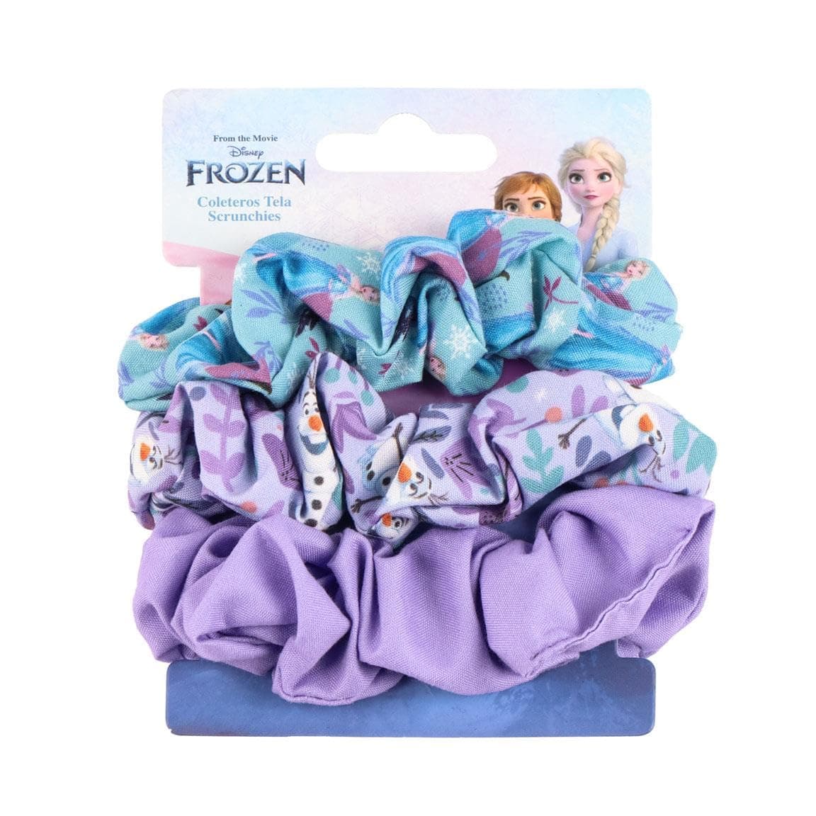 Disney Frozen Haargummis für Mädchen und Frauen, rutschfeste und weiche Pferdeschwanz-Halter - 3 Haargummis Set (2 bedruckt, 1 einfarbig)
