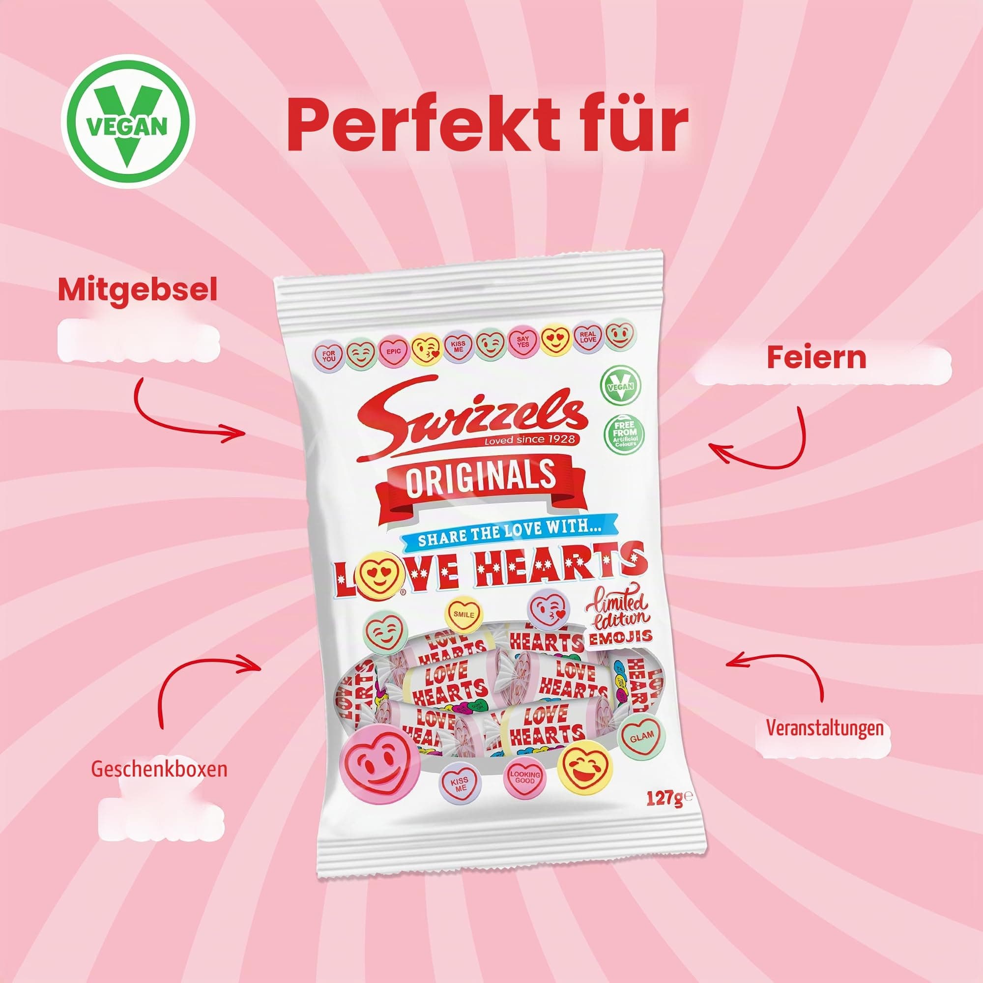 Swizzels Originell Love Hearts - Konfektes 127G