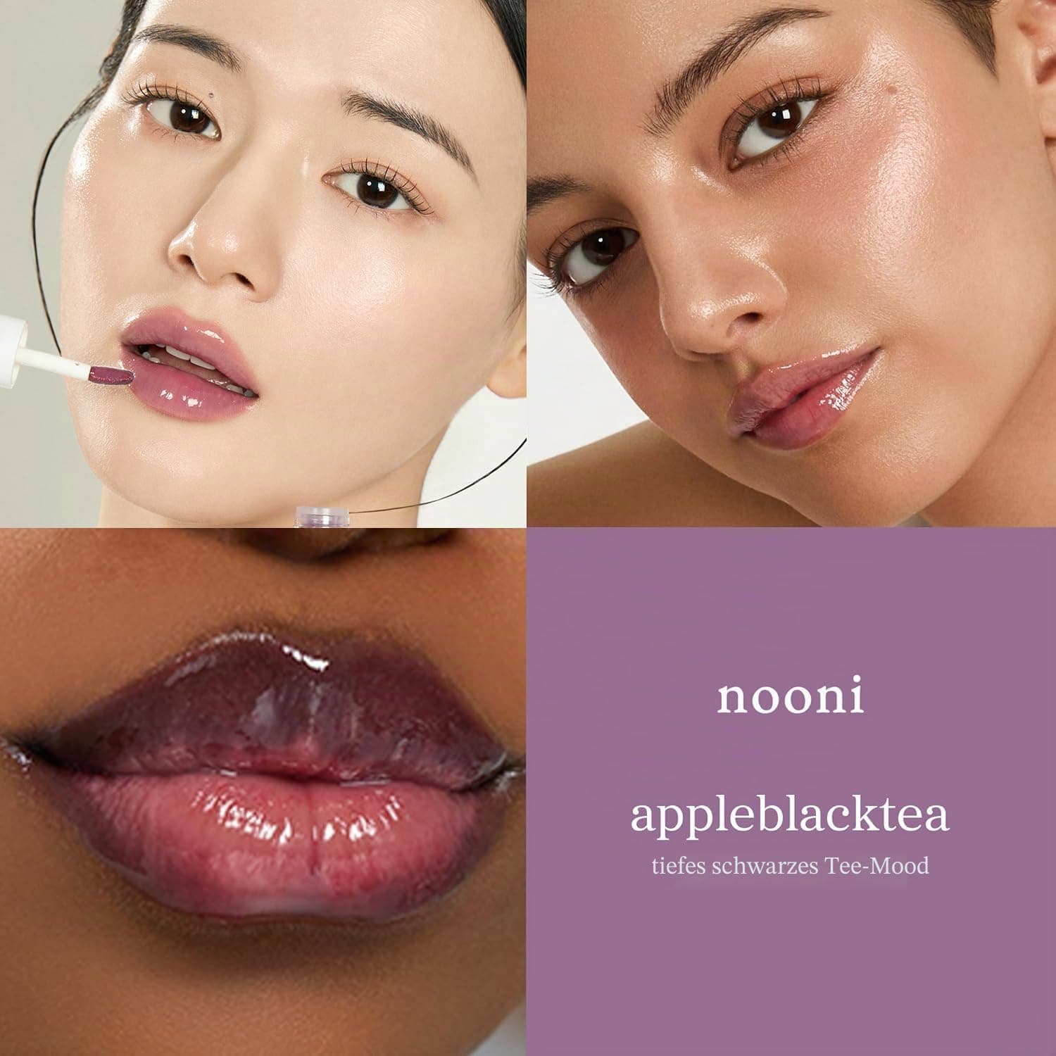 NOONI Appleblacktea Lip Oil – Getöntes Lippenöl mit Apfelkernöl, 3,55 ml