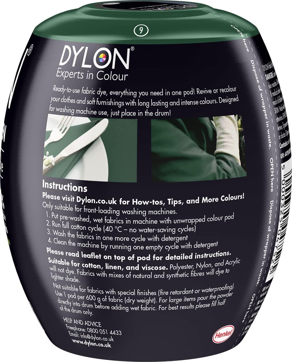 Dylon 350 g Maschinenfarbe Pod, meža zaļš