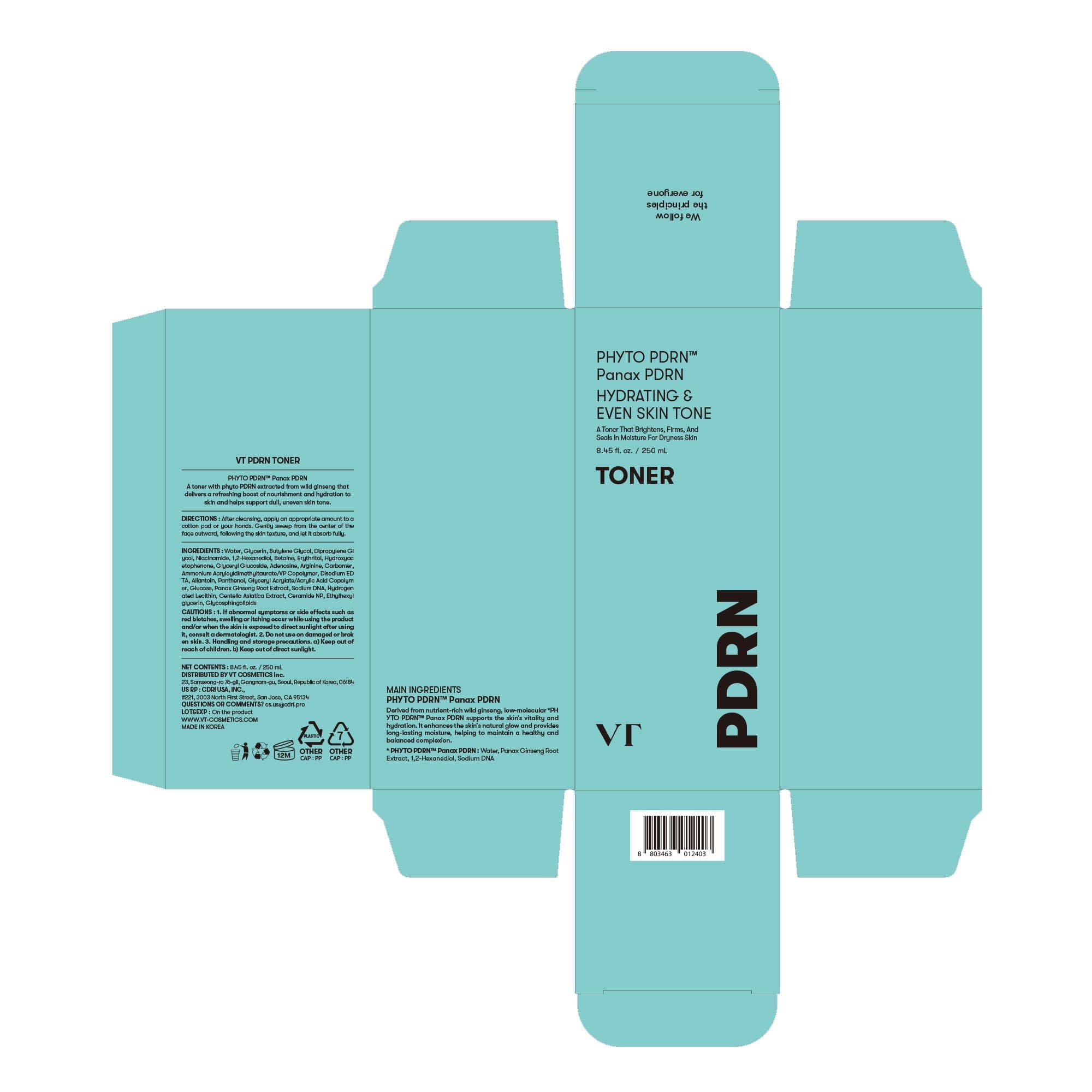 VT COSMETICS PDRN Toner - Mitrinošs sejas toniks