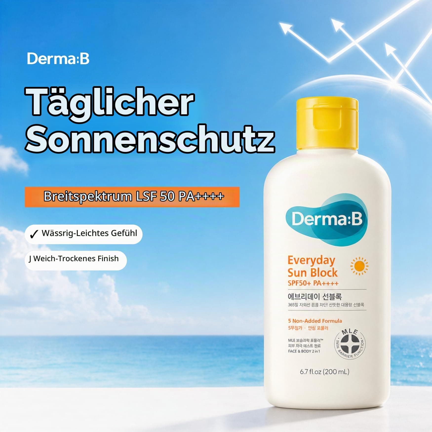 DERMA B Everyday Sun Block Lielais izmērs SPF50+ PA++++ 200ml