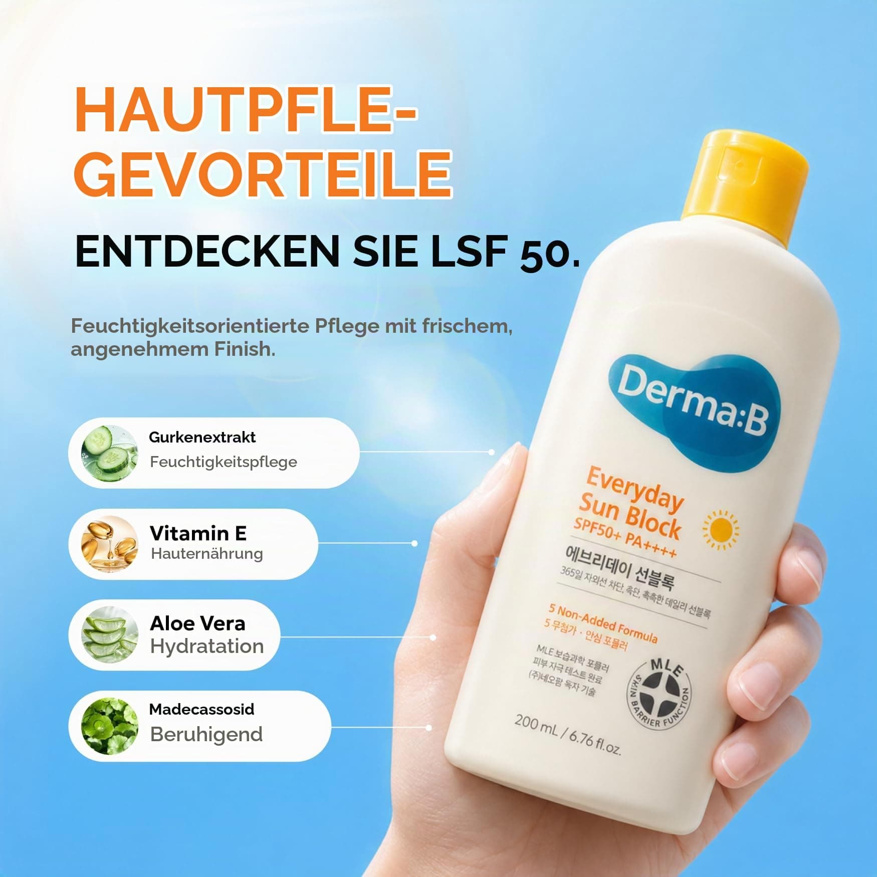 DERMA B Everyday Sun Block Lielais izmērs SPF50+ PA++++ 200ml