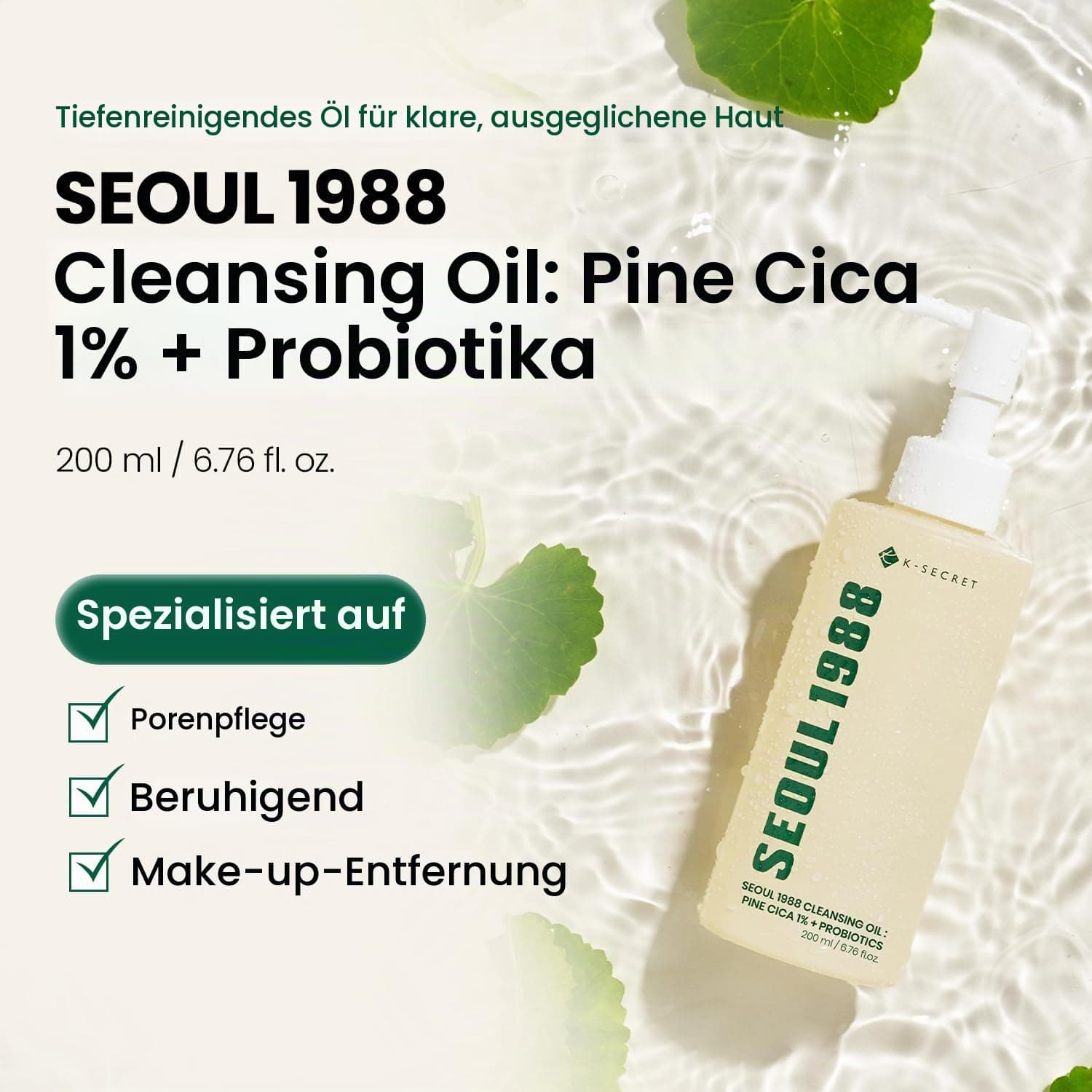 KSECRET SEOUL 1988 Attīrošā eļļa: Pine Cica 1% + Probiotikas