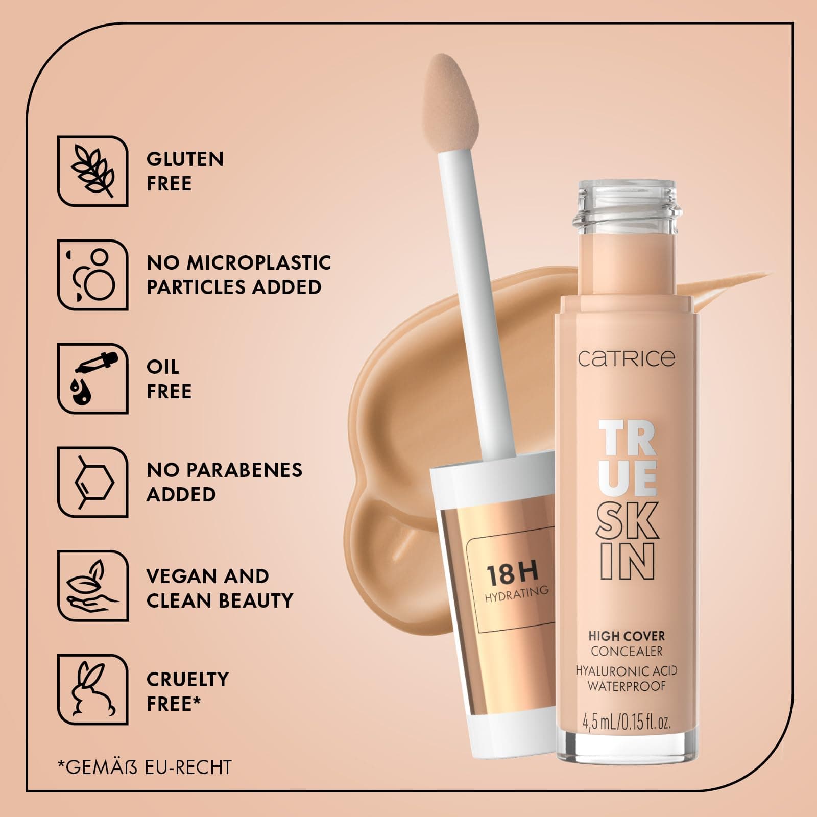 CATRICE True Skin High Cover Concealer 020 Warm Macadamia, Hohe Deckkraft