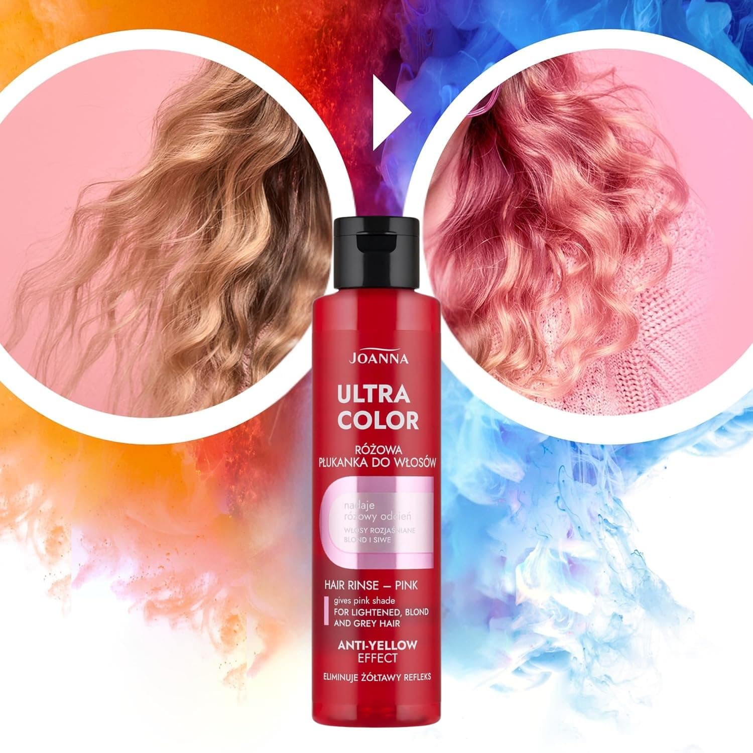 Joanna Ultra Color - Rozā krāsojošā balzams blondiem un gaišiem matiem - Pasteļrozā/Pink