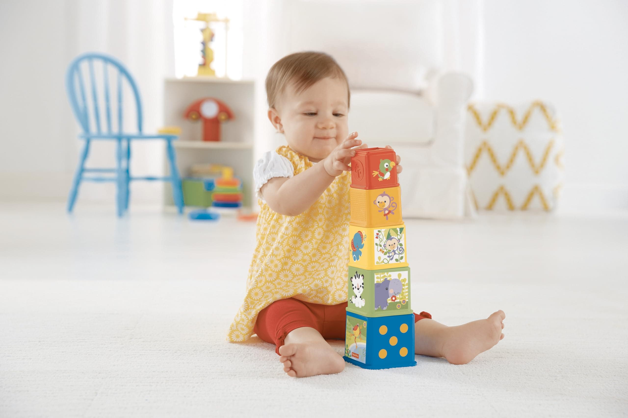 Fisher-Price Kraukšķīgie kluči - 5 kluči ar figūrām, cipariem un priekšmetiem