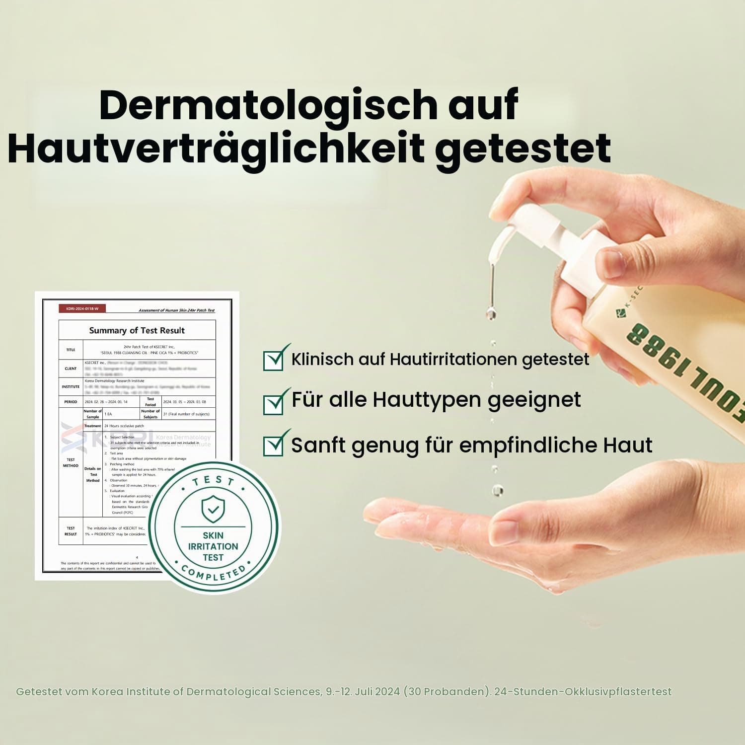 KSECRET SEOUL 1988 Attīrošā eļļa: Pine Cica 1% + Probiotikas